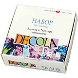 Краски по ткани акриловые 5цв 20мл, контуры в тубах 2*18мл ЗХК "Декола"