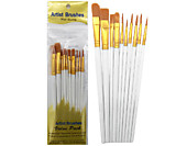 Набор кистей 10шт Синтетика INTELLIGENT Круглые №1,2,2/0,3,5 и плоские №2,4,6,5/8,8, белая ручка