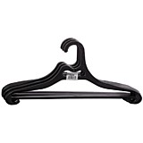 Вешалка-плечики OfficeClean 3шт 44см (р.48-52) черный,пластик,плоская,перекладина, крючки