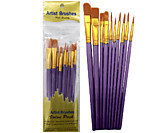 Набор кистей 10шт Синтетика INTELLIGENT Круглые № 1,2,2/0,3,5 и плоские № 2,4,6,5/8,8, пластик.ручка