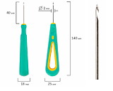 Шило канцелярское с крючком, диаметр 2мм STAFF