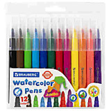 Фломастеры 12цв Brauberg Premium утолщенные, ПВХ-упаковка, вентилир.колпачок