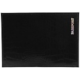 Обложка для паспорта "Passport" натур.кожа, крокодил, черный, тисн.серебро