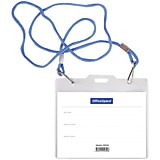 Бейдж горизонтальный 110*125мм Спейс (вставка 90*120мм), на синем шнурке, 2карабина