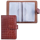 Визитница/кредитница на 24 карты Galant "Contract" однорядная, "крок.кожа" коричневая, застежка